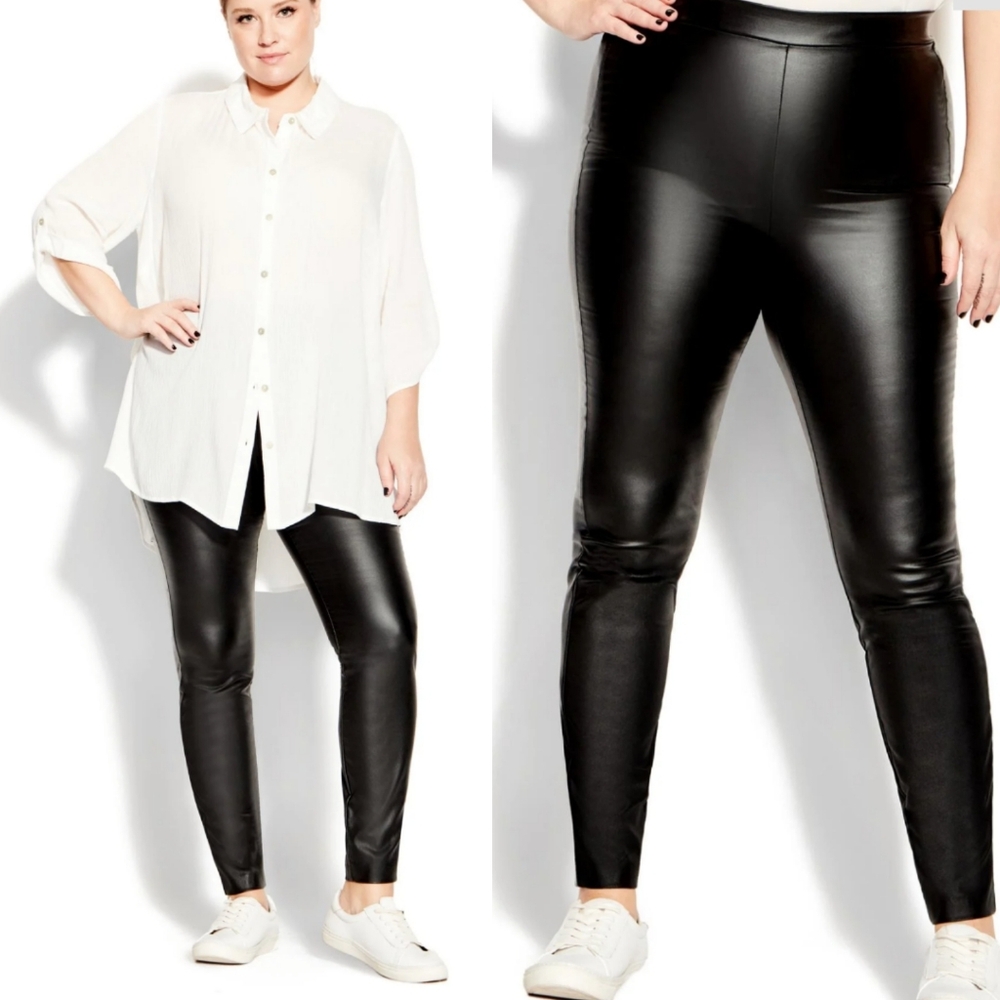 NWT Evans Pull-on Faux Leather Pant In Black Size 30W